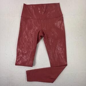 Lululemon Wunder Under High Rise Leggings Womens 6 Orange Foil Shiny Print